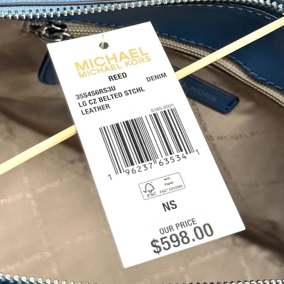 Michael Kors Large Reed Satchel Crossbody Bag & Matching Snap Wallet Denim - Picture 13 of 14